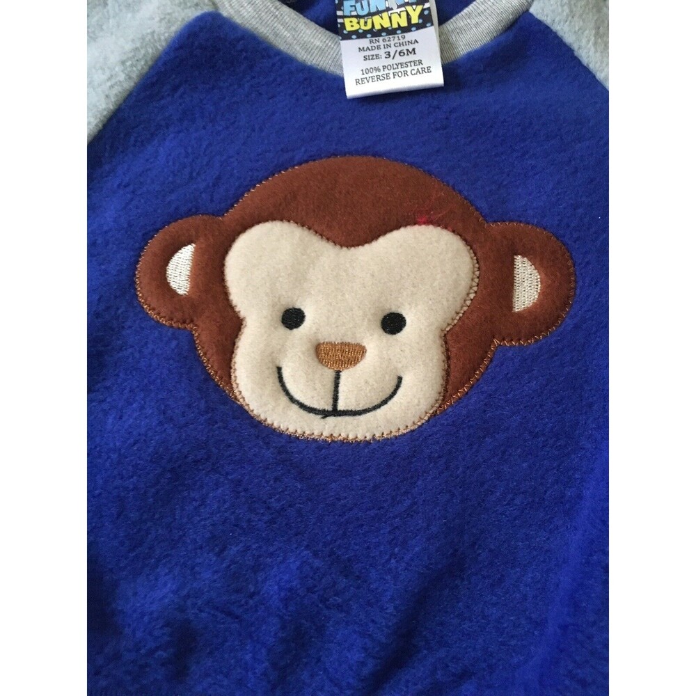 Funny Bunny Baby Boys Fleece 2 Piece Jogger Suit Set Size 3/6 Months Multi-Color - Picture 2 of 6
